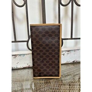 Authentic Vintage CELINE Macadam Canvas Leather Long Checkbook Wallet